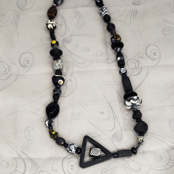 Fun yet Dark Original handmade beaded Necklace - Picture 8 of 12